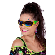 Op deze afbeelding zie je een Accessoires, van het merk Wilbers. Neon Groen Gele Jaren 80 Ski Zonnebril