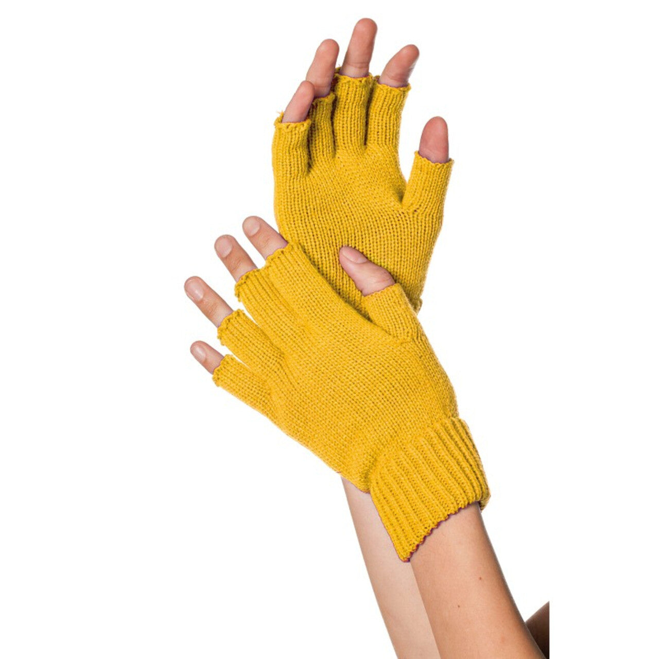 Op deze afbeelding zie je een Accessoires, van het merk Wilbers. Gebreide Vingerloze Handschoenen Mosterd Geel