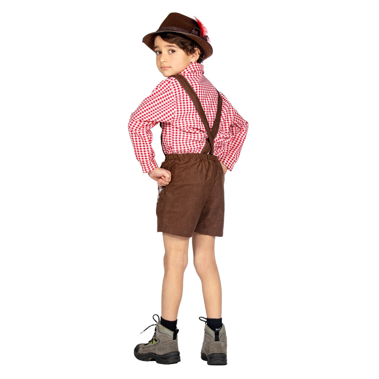 Op deze afbeelding zie je een Kostuums, van het merk Wilbers. Rood Wit Geblokte Tiroler Blouse Jongen
