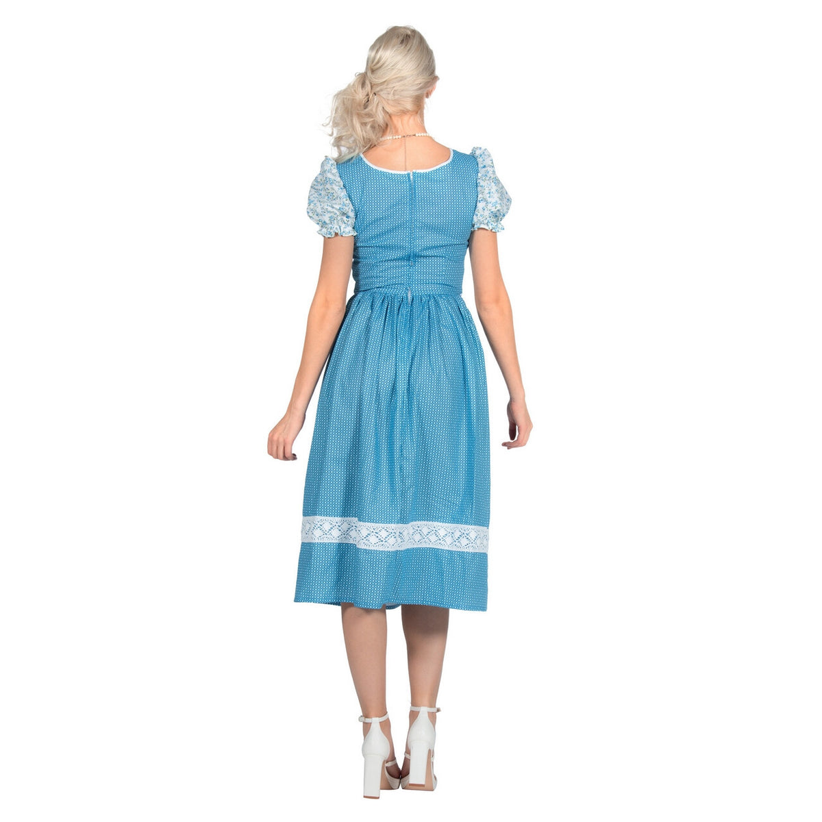 Op deze afbeelding zie je een Kostuums, van het merk Wilbers. Nette Knielange Dirndl Hemelsblauw Vrouw Kostuum