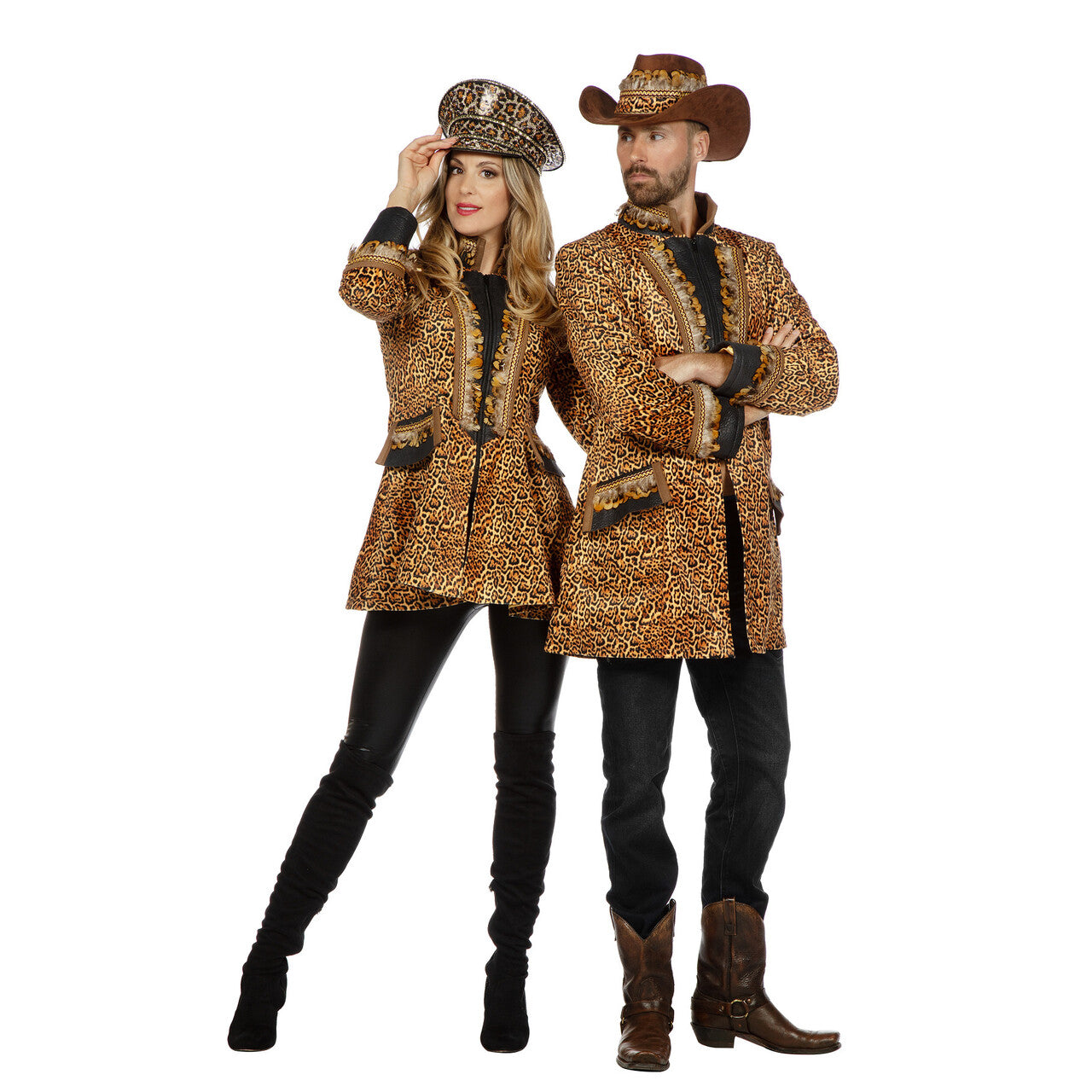 Op deze afbeelding zie je een Kostuums, van het merk Wilbers. Luxe Jas Jungle Party Vrouw