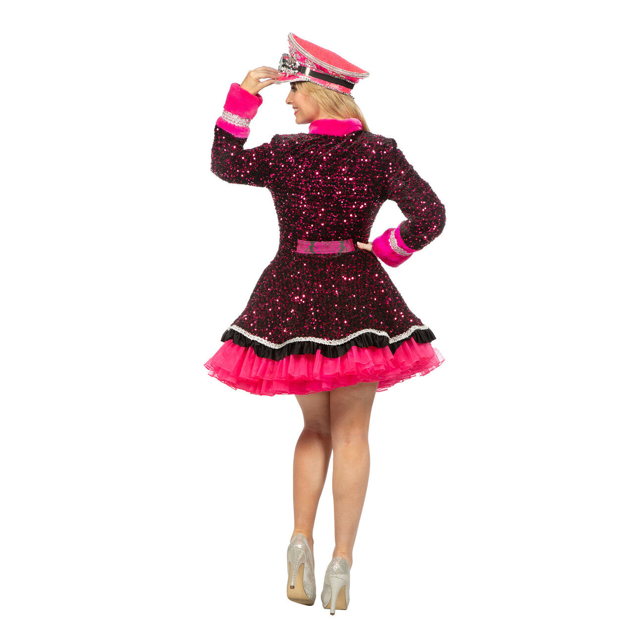 Op deze afbeelding zie je een Kostuums, van het merk Wilbers. Luxe Pailletten Jas Bling-A-Ling Lola Roze Vrouw