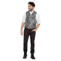 Glitzernde Gladiole Paillettenweste Silber Herren