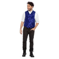 Glitzer Gladiolen Paillettenweste Blau Herren