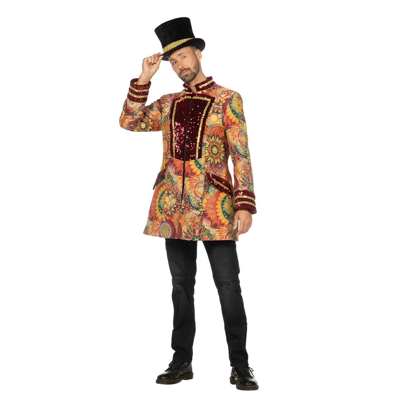 Op deze afbeelding zie je een Kostuums, van het merk Wilbers. Luxe Carnaval Mr Bright Paillettenjas Man