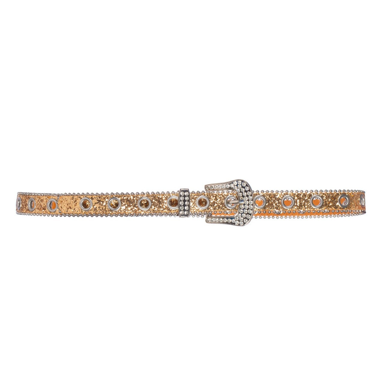 Op deze afbeelding zie je een Accessoires, van het merk Wilbers. Glitter Riem Met Steentjes Goud