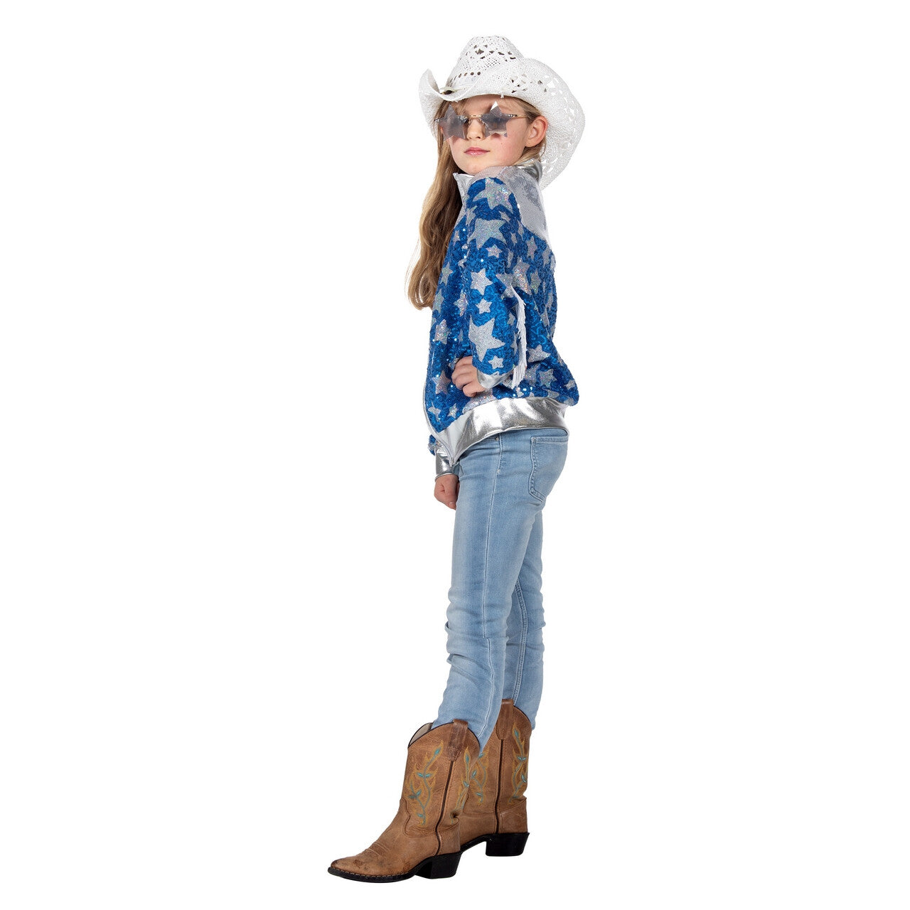 Op deze afbeelding zie je een Kostuums, van het merk Wilbers. Western Glenda Glitter Jas Meisje