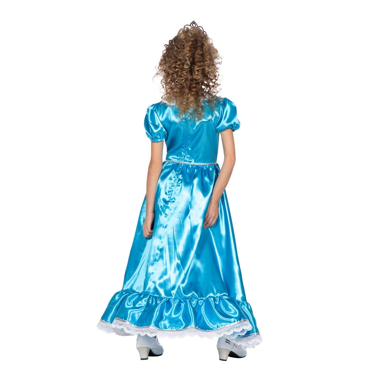 Op deze afbeelding zie je een Kostuums, van het merk Wilbers. Prinses Smaragd Blauw Meisje Kostuum