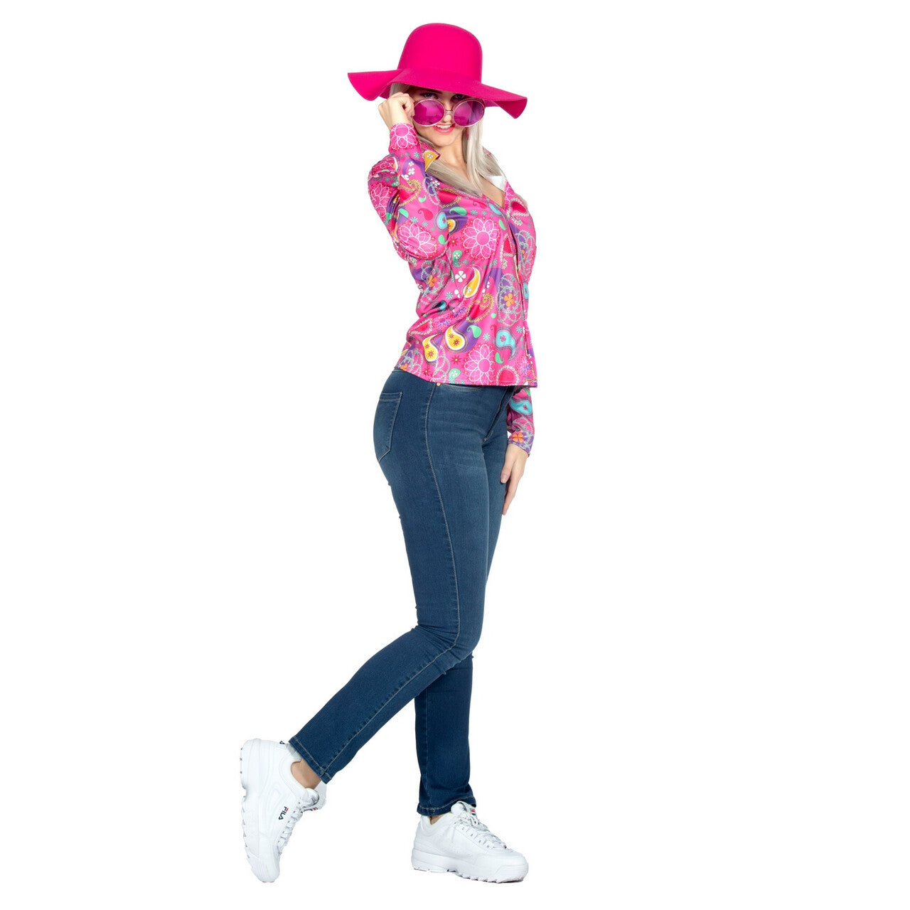 Op deze afbeelding zie je een Kostuums, van het merk Wilbers. Roze Festival Hippie Blouse Paige Vrouw