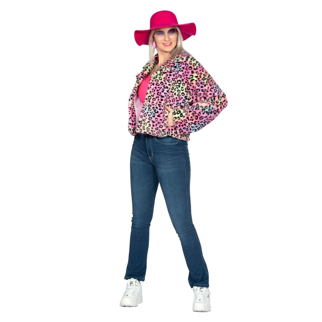 Op deze afbeelding zie je een Kostuums, van het merk Wilbers. Bonte Colour Me Rainbow Panter Jas Vrouw