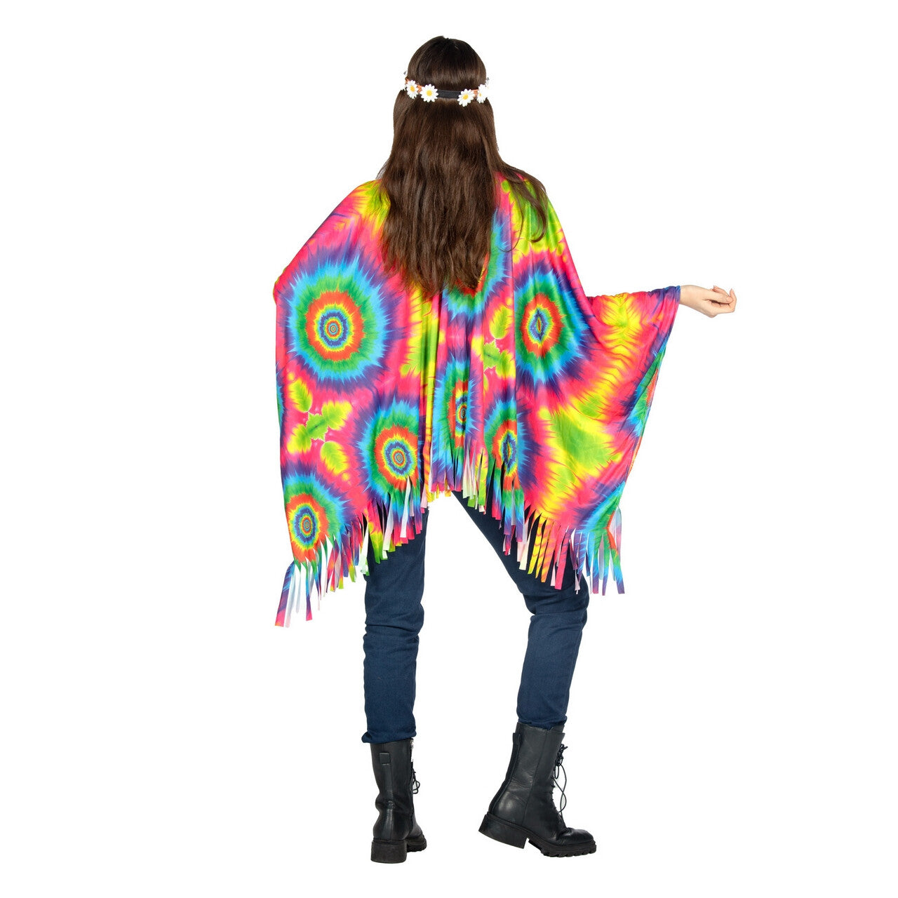 Op deze afbeelding zie je een Kostuums, van het merk Wilbers. Dazzling Circles Tie Dye Poncho Vrouw