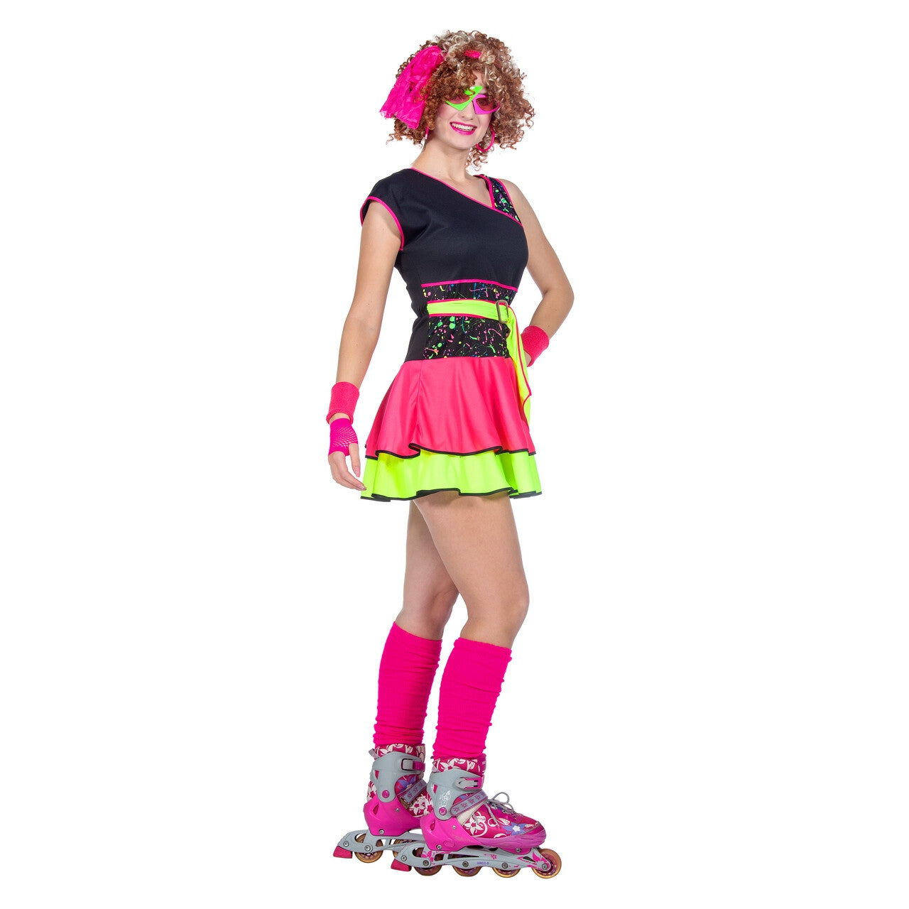 Op deze afbeelding zie je een Kostuums, van het merk Wilbers. Jaren 80 Rollerskate Fit Vrouw Kostuum