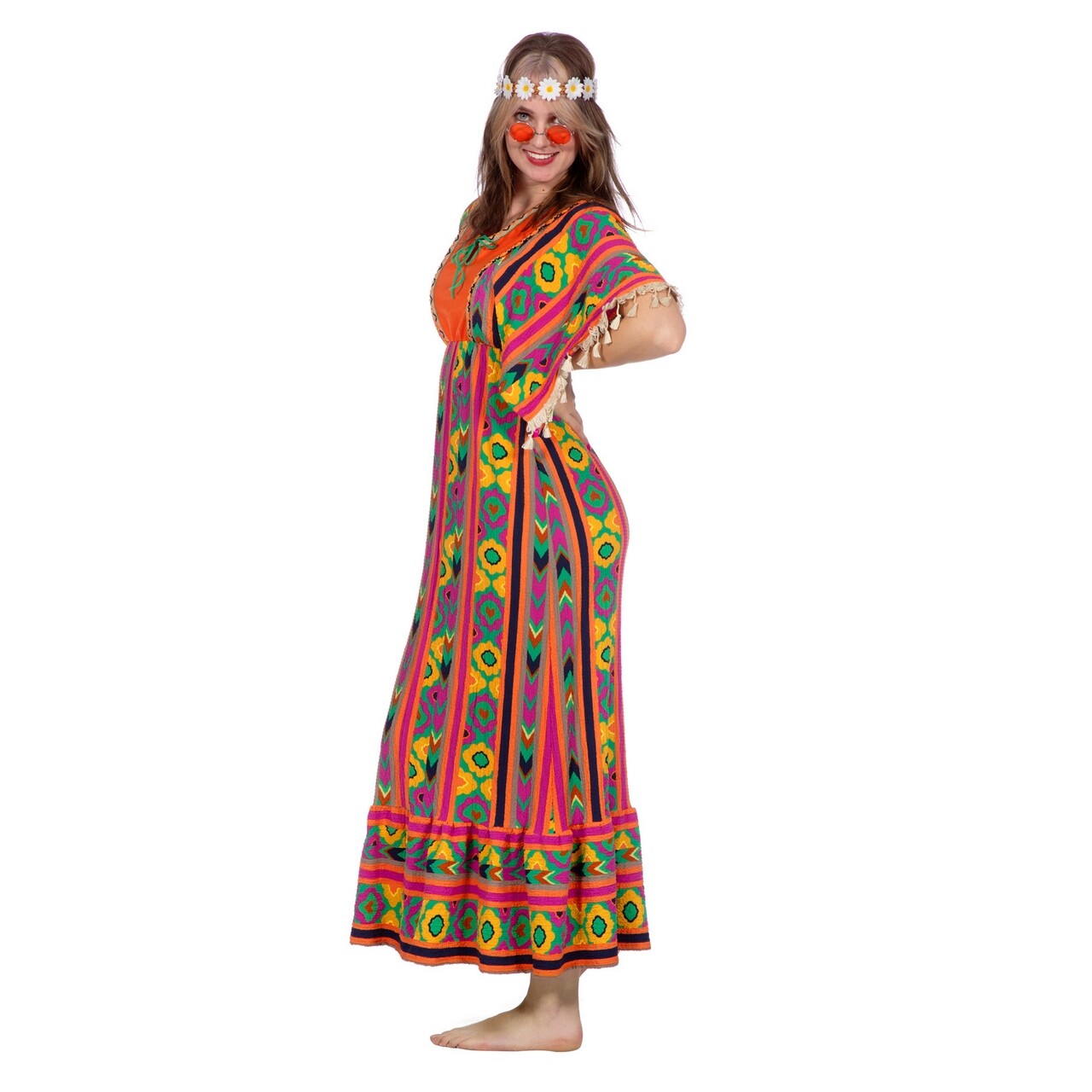 Op deze afbeelding zie je een Kostuums, van het merk Wilbers. Vrolijke Hippie Hester Vrouw Kostuum