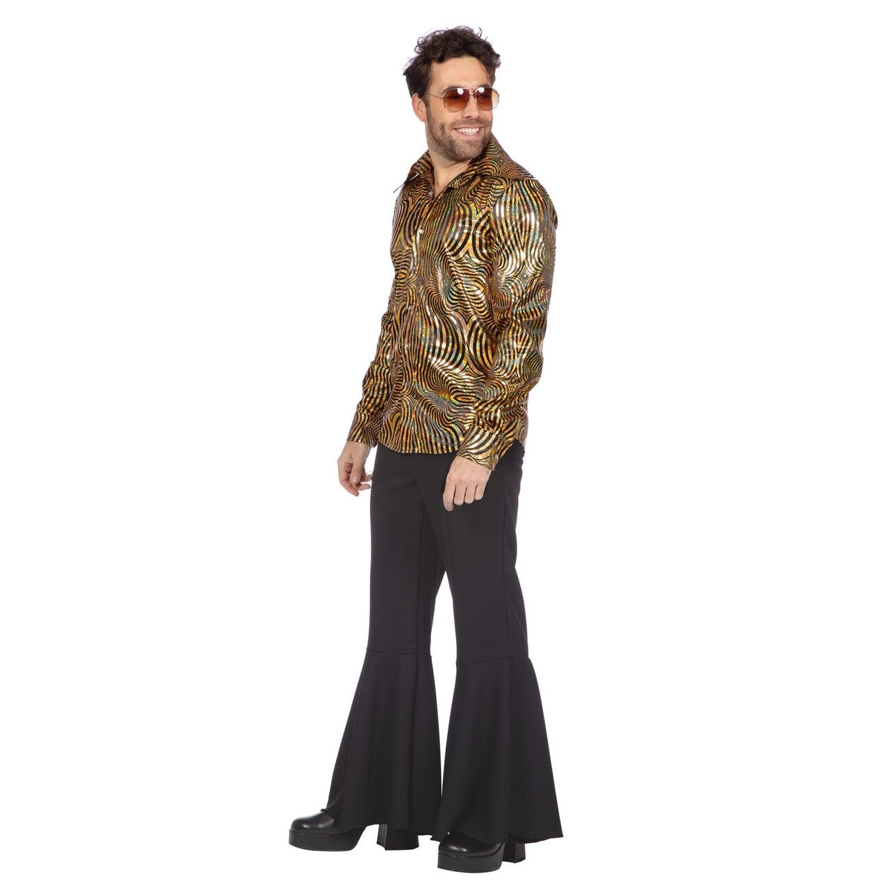 Op deze afbeelding zie je een Kostuums, van het merk Wilbers. Gouden Party Blouse Dolle Disco Man