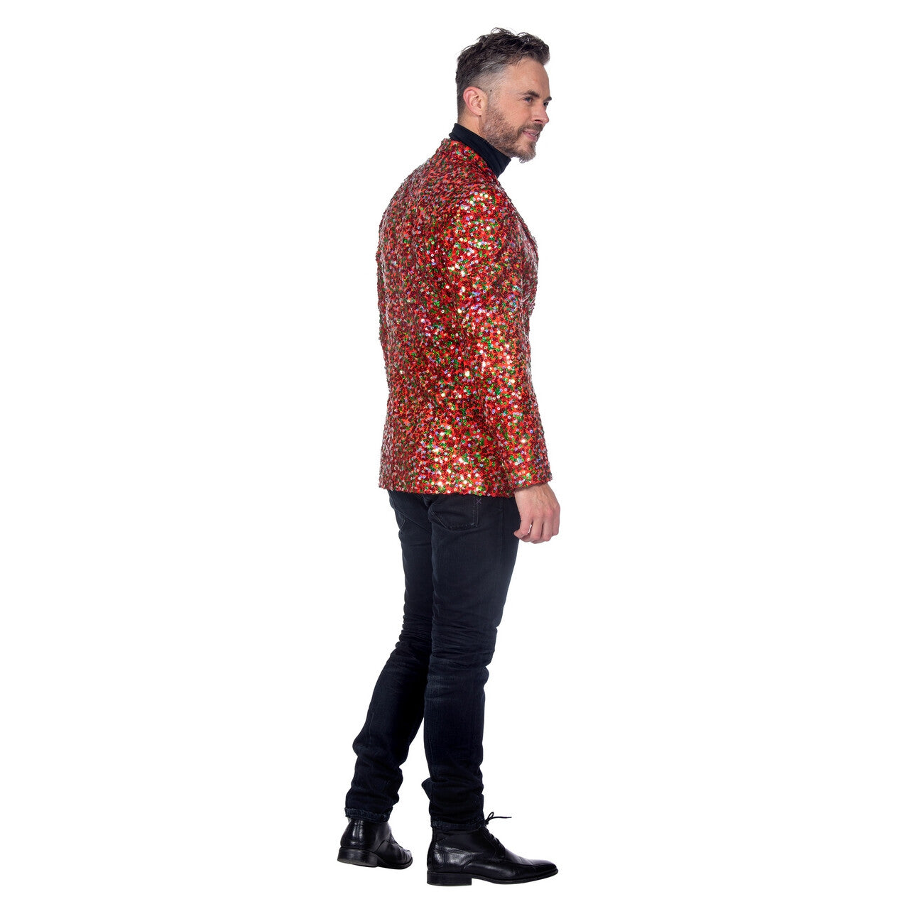 Op deze afbeelding zie je een Kostuums, van het merk Wilbers. Kerstig Pailletten Colbert Partyknaller Man