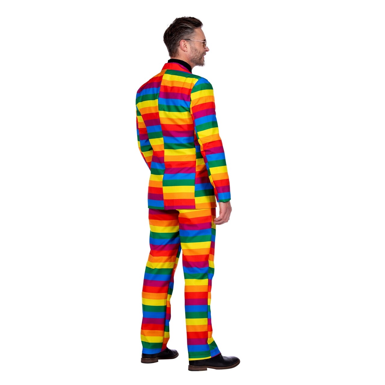 Op deze afbeelding zie je een Kostuums, van het merk Wilbers. Pak Regenboog Man Kostuum