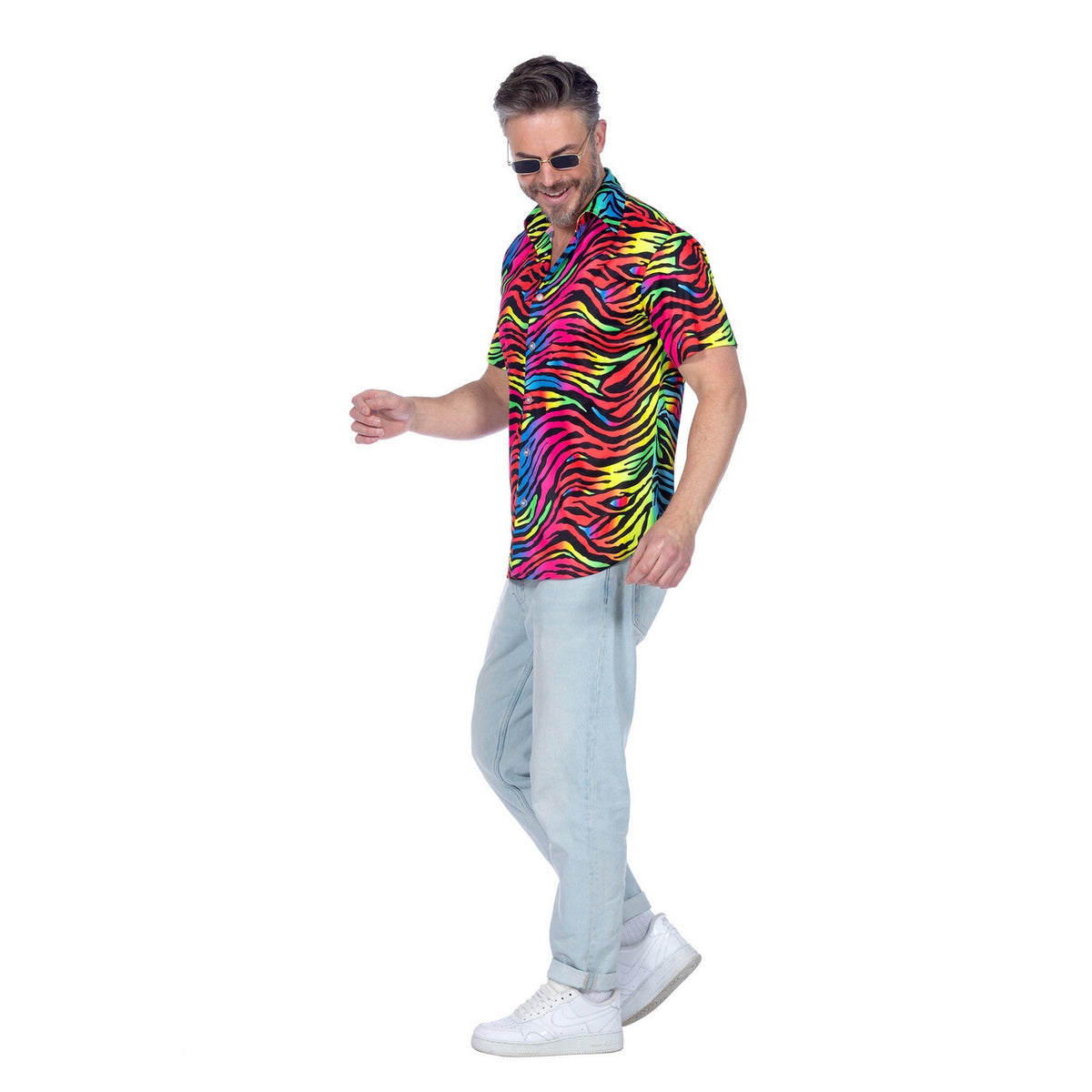 Op deze afbeelding zie je een Kostuums, van het merk Wilbers. Party Shirt Zebra Neon Man