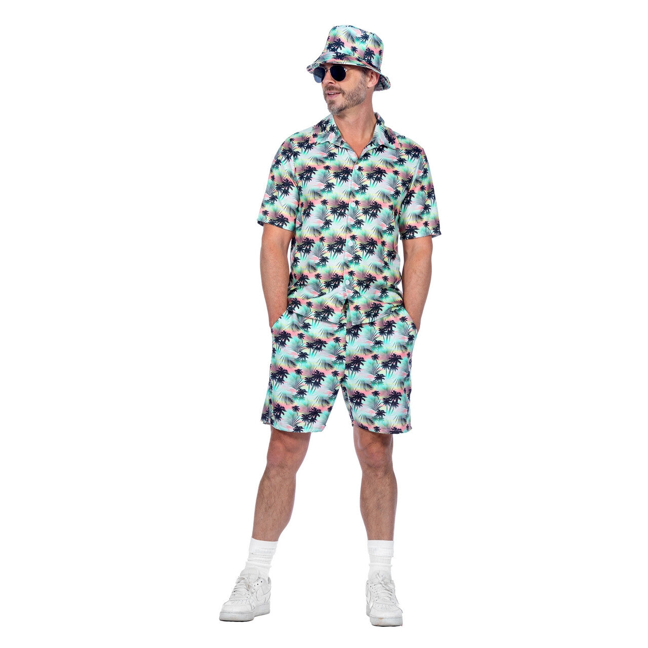 Op deze afbeelding zie je een Kostuums, van het merk Wilbers. Tropisch Festival Hawaii Sunset Palmtree Man Kostuum