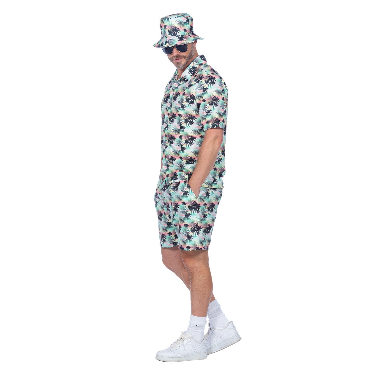Op deze afbeelding zie je een Kostuums, van het merk Wilbers. Tropisch Festival Hawaii Sunset Palmtree Man Kostuum
