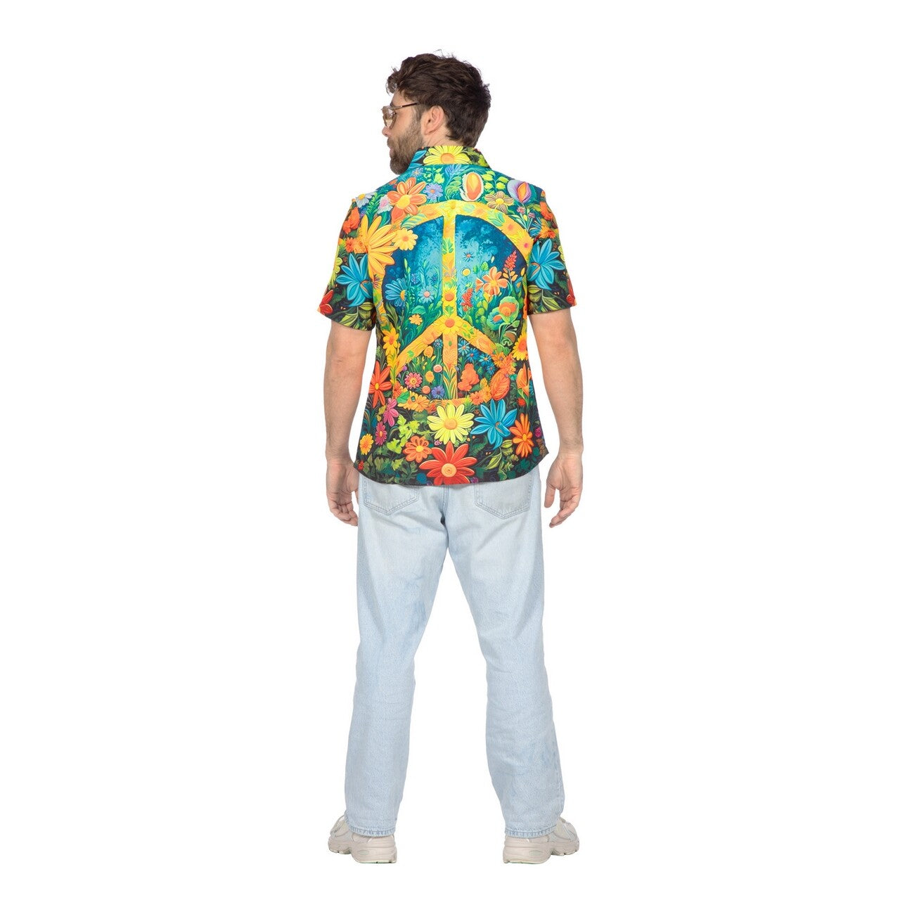 Op deze afbeelding zie je een Kostuums, van het merk Wilbers. Party Shirt Hippie Peace And Flowers Man