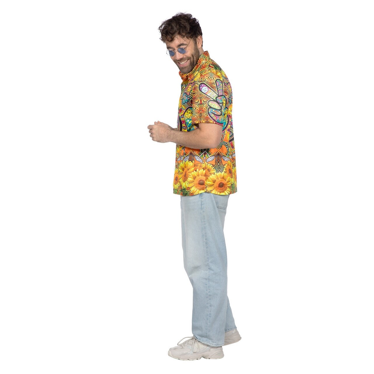 Op deze afbeelding zie je een Kostuums, van het merk Wilbers. Party Shirt Hippie Sunflower Man
