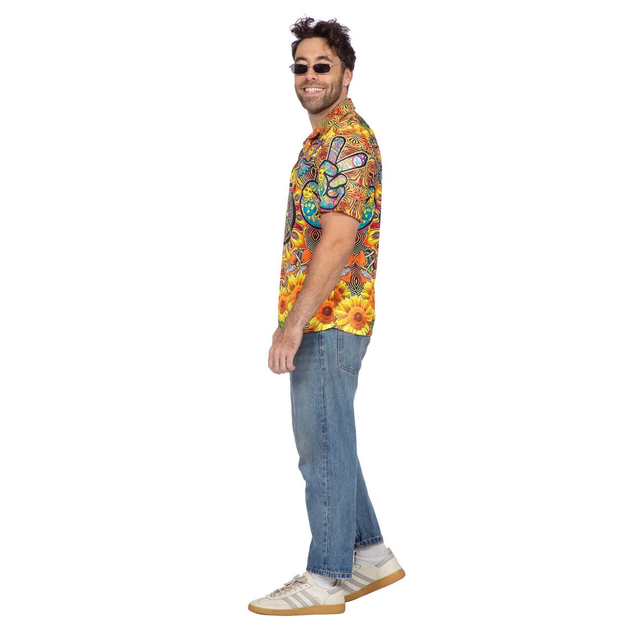 Op deze afbeelding zie je een Kostuums, van het merk Wilbers. Party Shirt Hippie Sunflower Man
