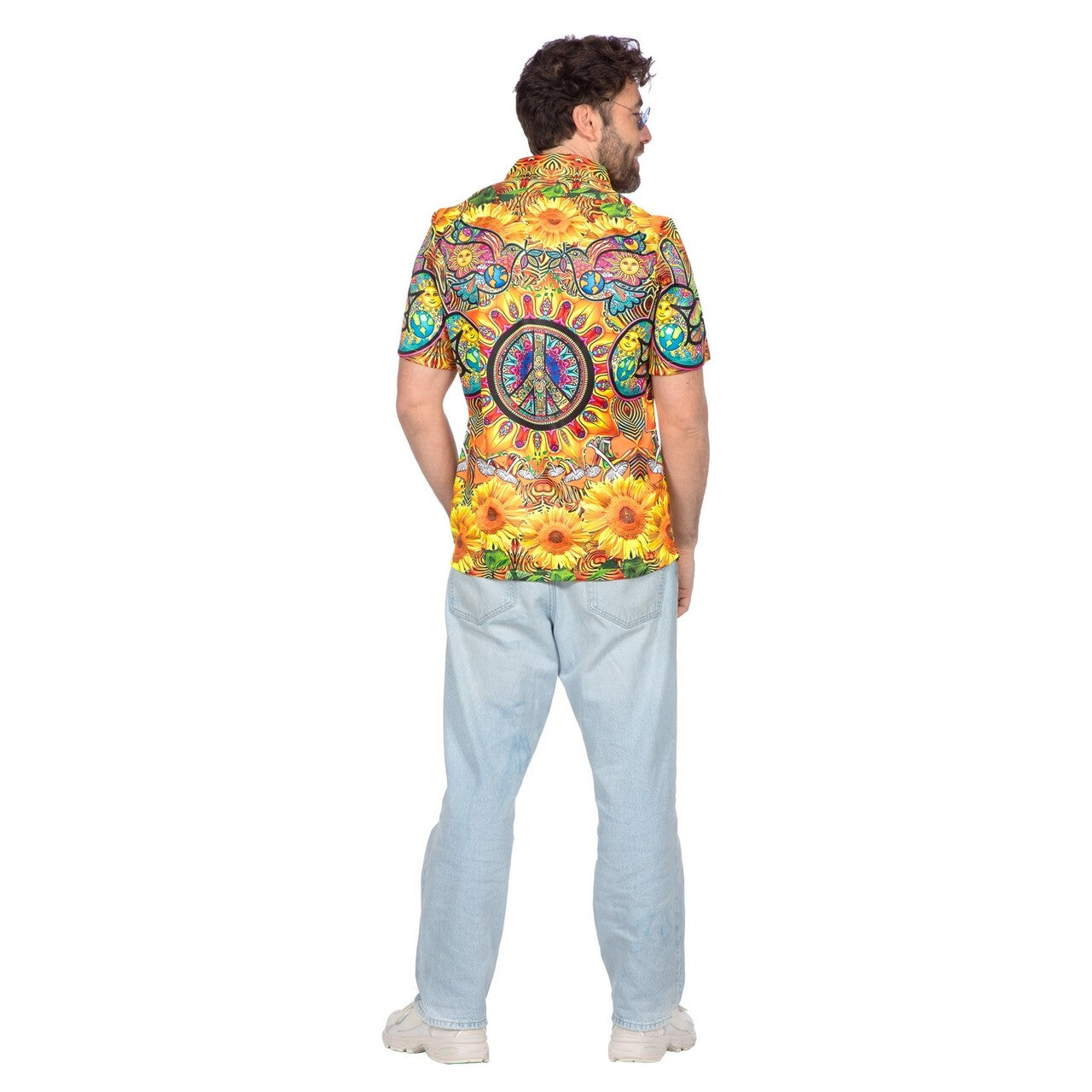 Op deze afbeelding zie je een Kostuums, van het merk Wilbers. Party Shirt Hippie Sunflower Man