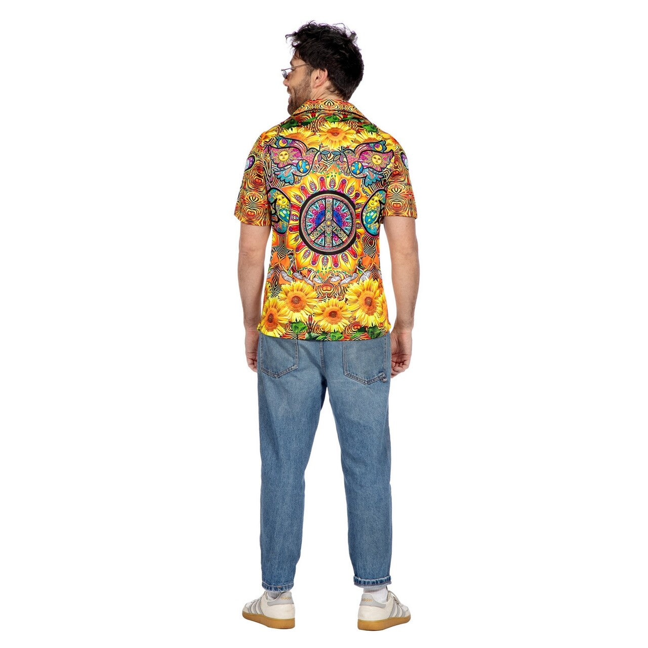 Op deze afbeelding zie je een Kostuums, van het merk Wilbers. Party Shirt Hippie Sunflower Man
