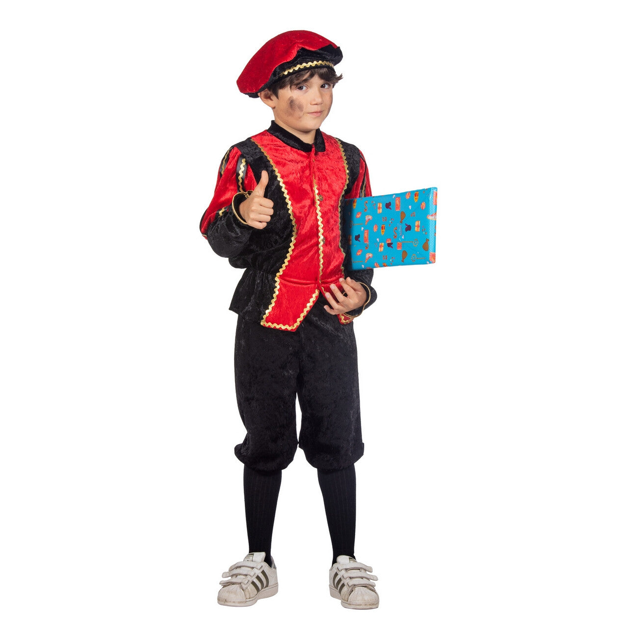 Op deze afbeelding zie je een Kostuums, van het merk Wilbers. Vrolijk Pietje Rood Pietenpak Kind Kind Kostuum