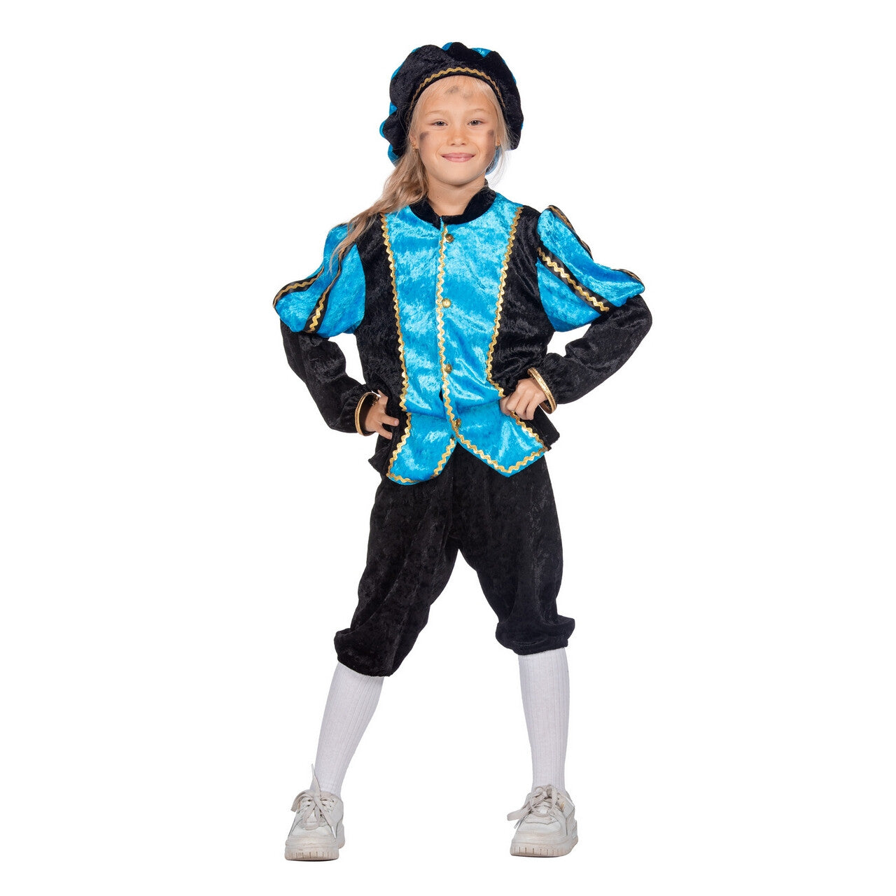 Op deze afbeelding zie je een Kostuums, van het merk Wilbers. Vrolijk Pietje Aqua Pietenpak Kind Kind Kostuum