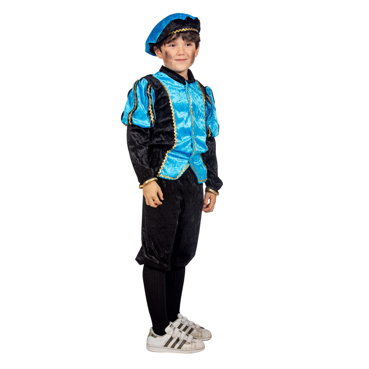 Op deze afbeelding zie je een Kostuums, van het merk Wilbers. Vrolijk Pietje Aqua Pietenpak Kind Kind Kostuum