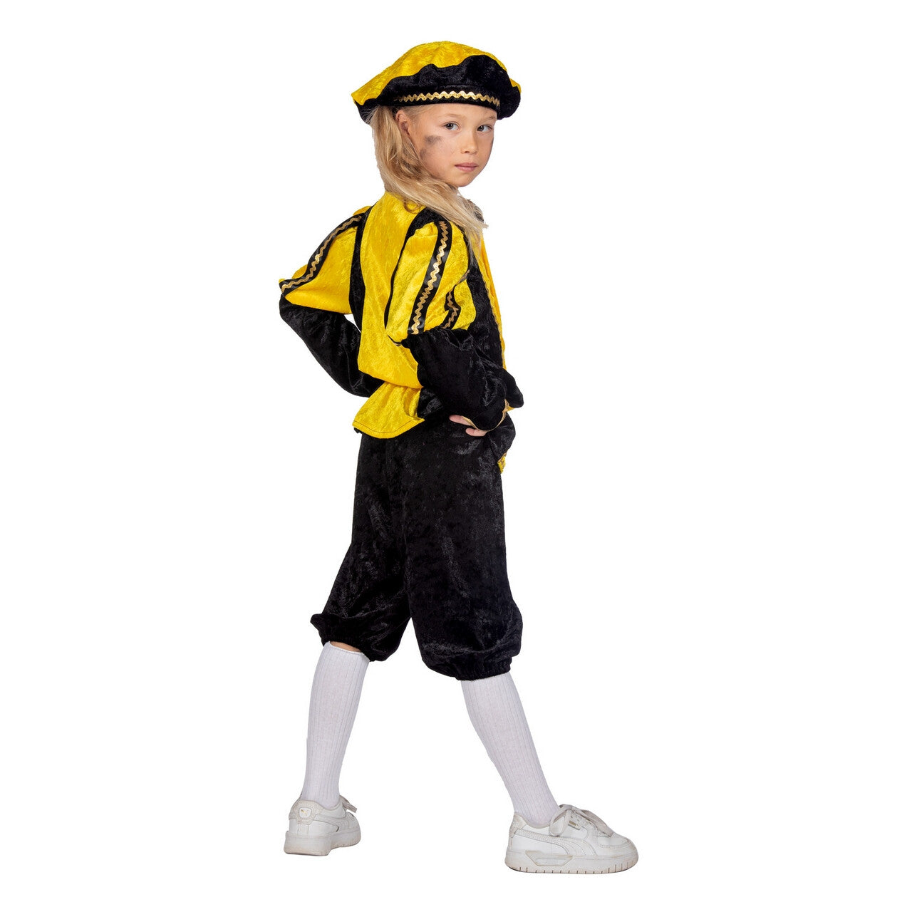 Op deze afbeelding zie je een Kostuums, van het merk Wilbers. Vrolijk Pietje Geel Pietenpak Kind Kind Kostuum