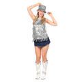 Festival Glitzerfransen Top Silber Damen