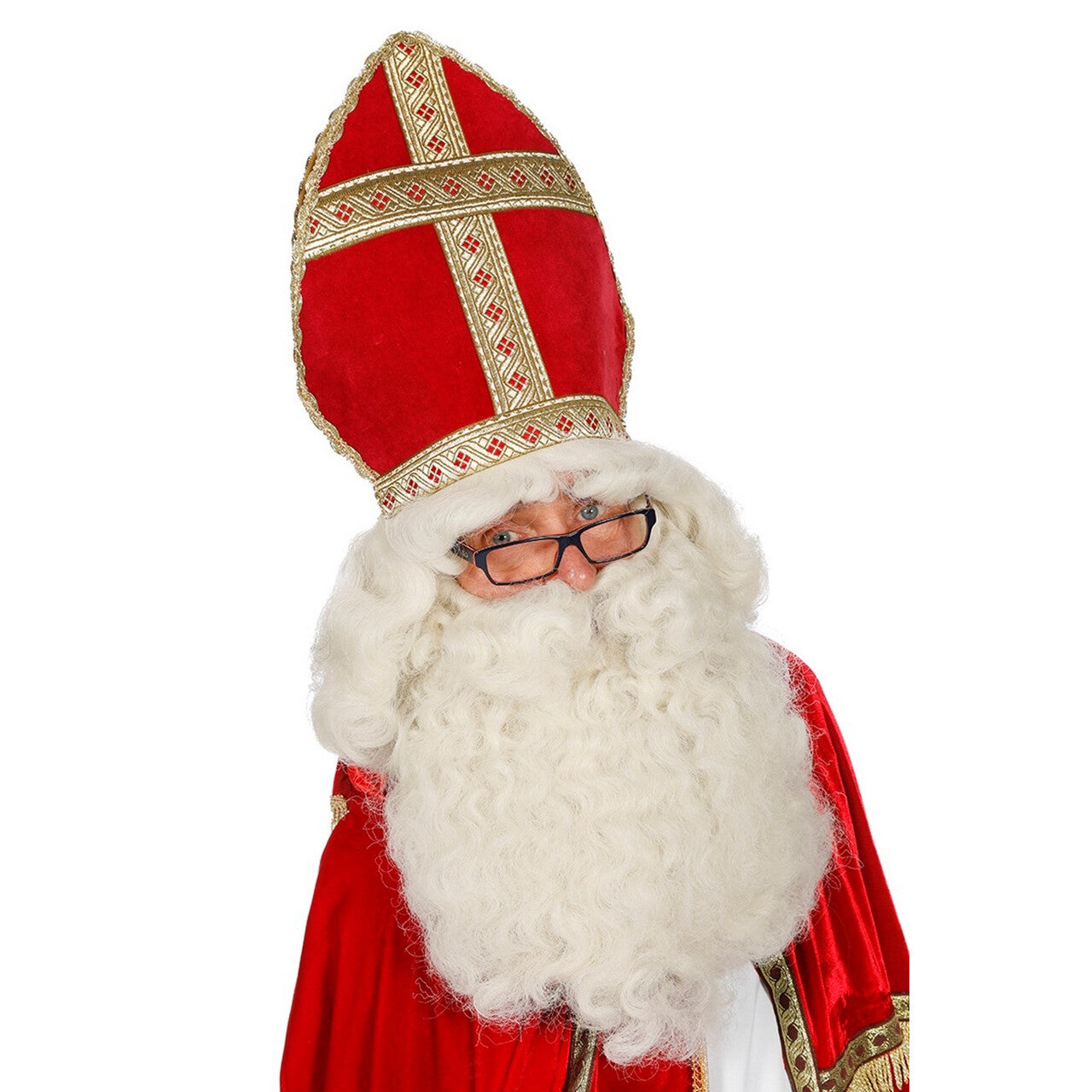 Op deze afbeelding zie je een Accessoires, van het merk Wilbers. Sint Set Luxe Pruik En Baard Ecru