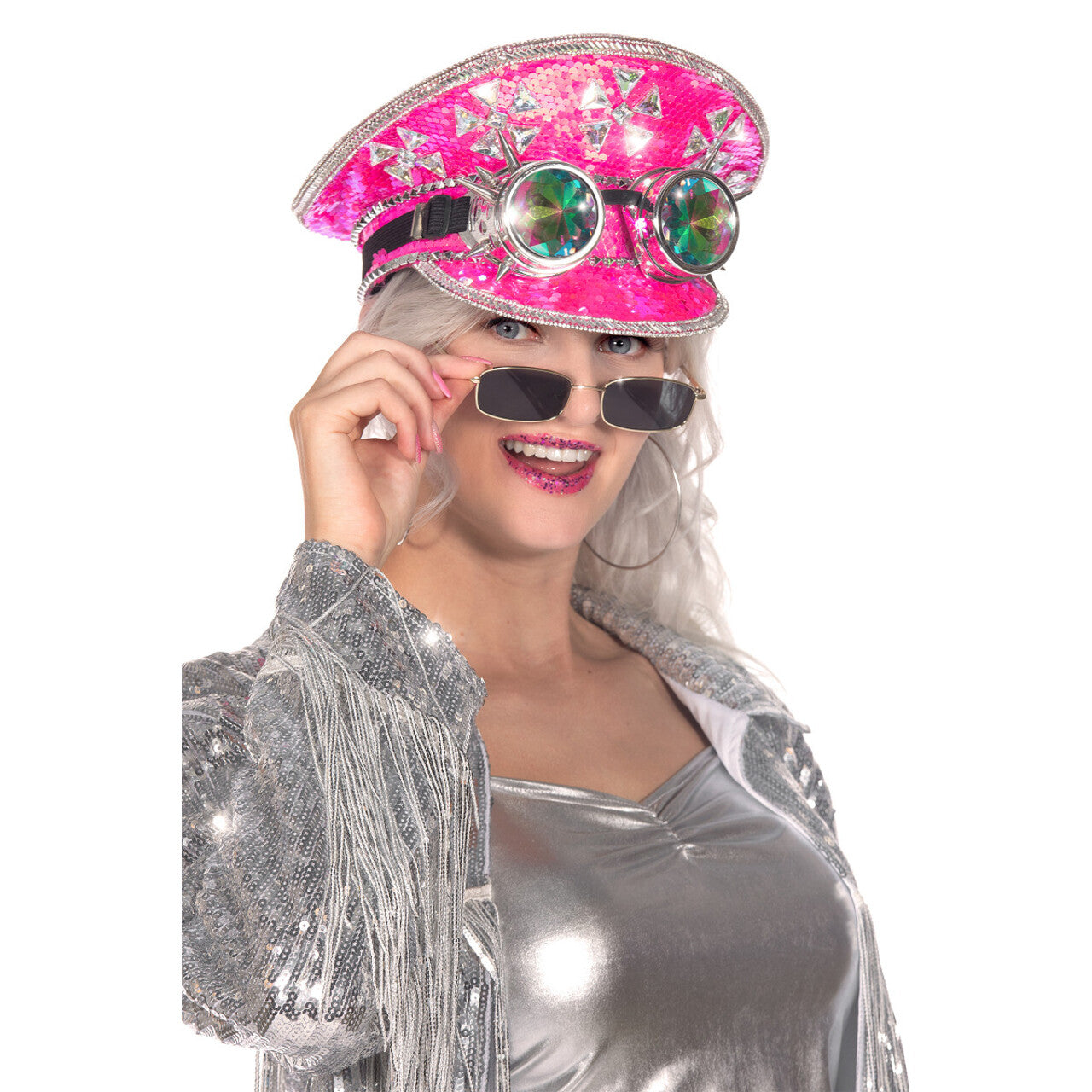 Op deze afbeelding zie je een Accessoires, van het merk Wilbers. Cap Burning Man Met Bril Pink