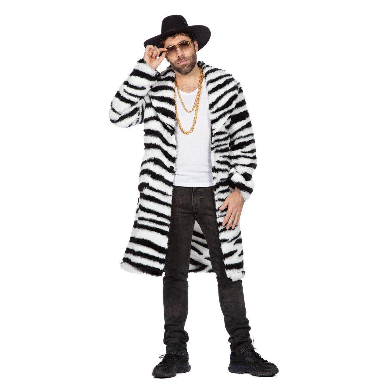 Op deze afbeelding zie je een Kostuums, van het merk Wilbers. In Stripes We Trust Zebra Bontjas Man