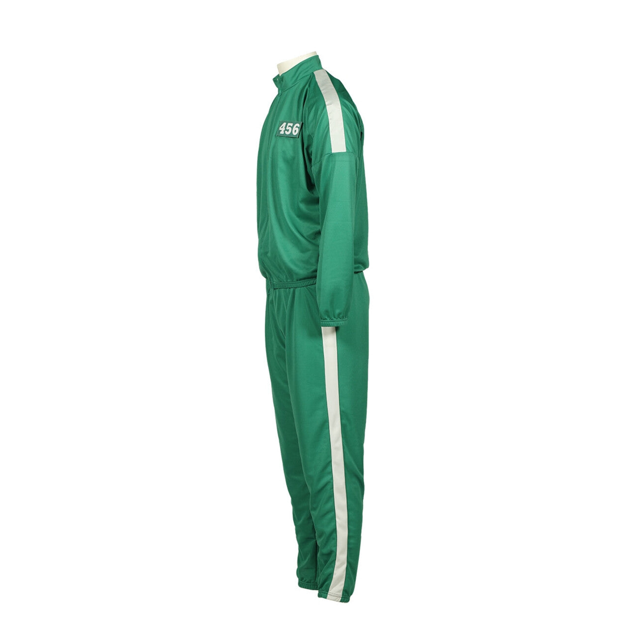 Op deze afbeelding zie je een Kostuums, van het merk Wilbers. Squid Game Deelnemer Trainingspak Groen Inclusief 5 Badges Kind Kostuum