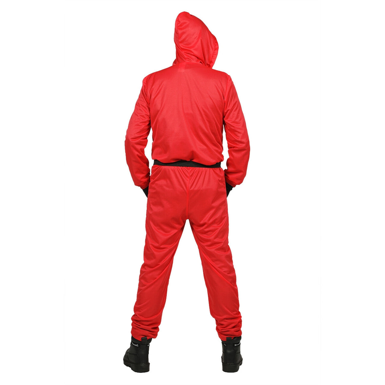Op deze afbeelding zie je een Kostuums, van het merk Wilbers. Squid Game Manager Driehoek Triangle Rood Met Stoffen Masker Kostuum