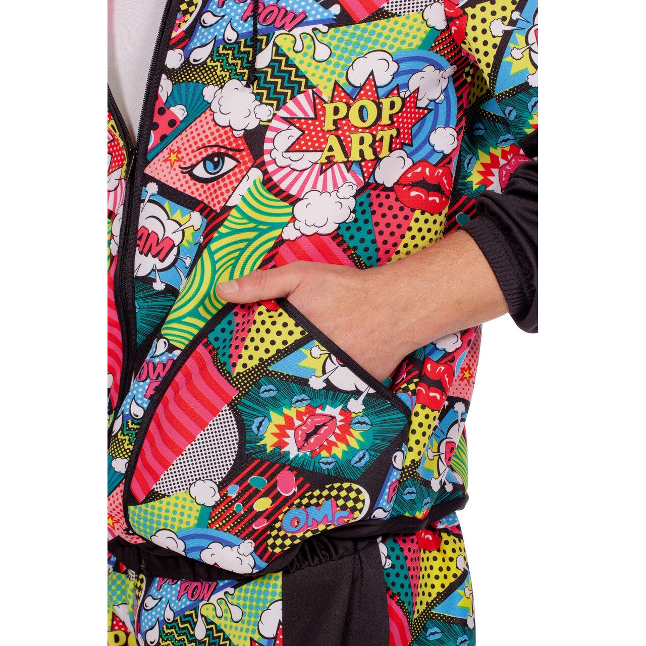 Op deze afbeelding zie je een Kostuums, van het merk Wilbers. Trainingspak Strip Pop Art Kostuum