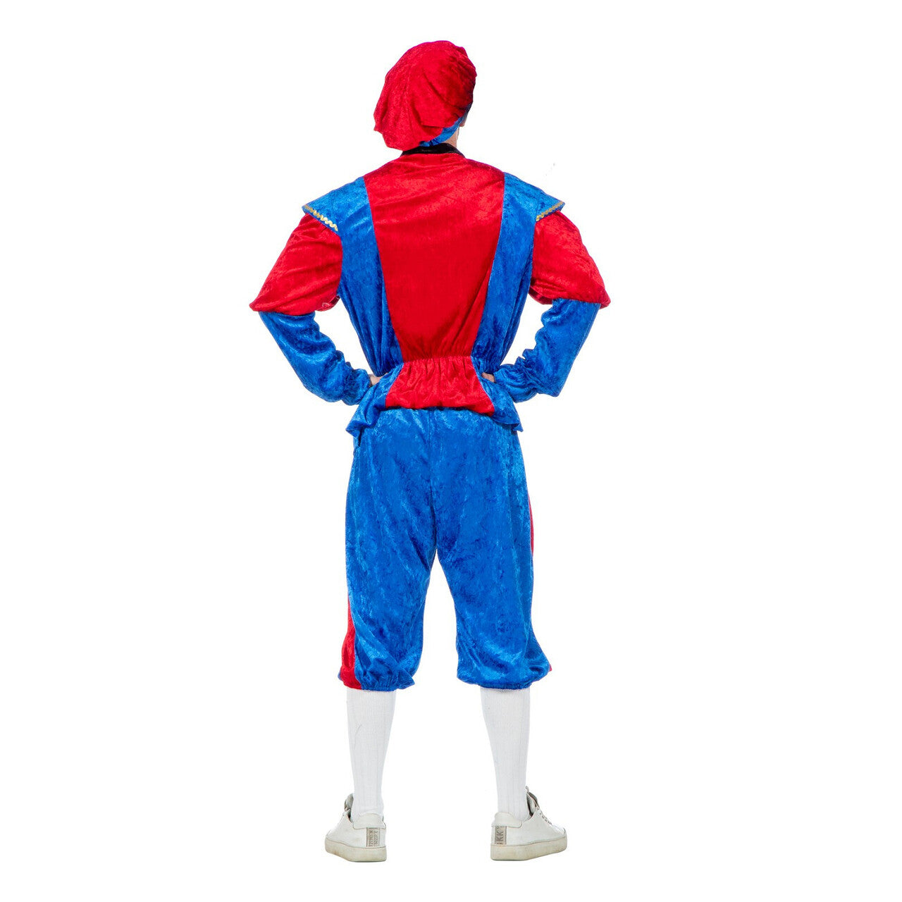 Op deze afbeelding zie je een Kostuums, van het merk Wilbers. Ondeugende Piet Blauw Rood Kostuum
